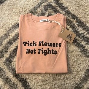 The Bee and The Fox tee - pink - Pick Flowers Not Fights /// adorable // size 12